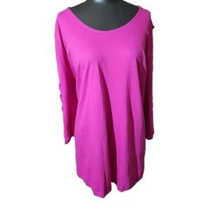 Roamans Magenta Tunic Top Long Sleeve Scoop Neck Size 2X